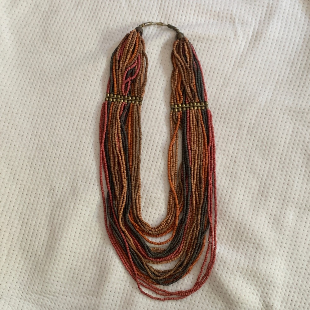 Vintage Multi Strand Coconut wood Necklace